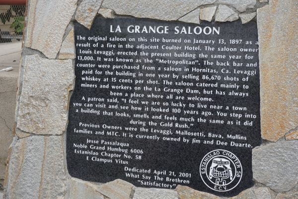 [Picture of La Grange Saloon plaque]